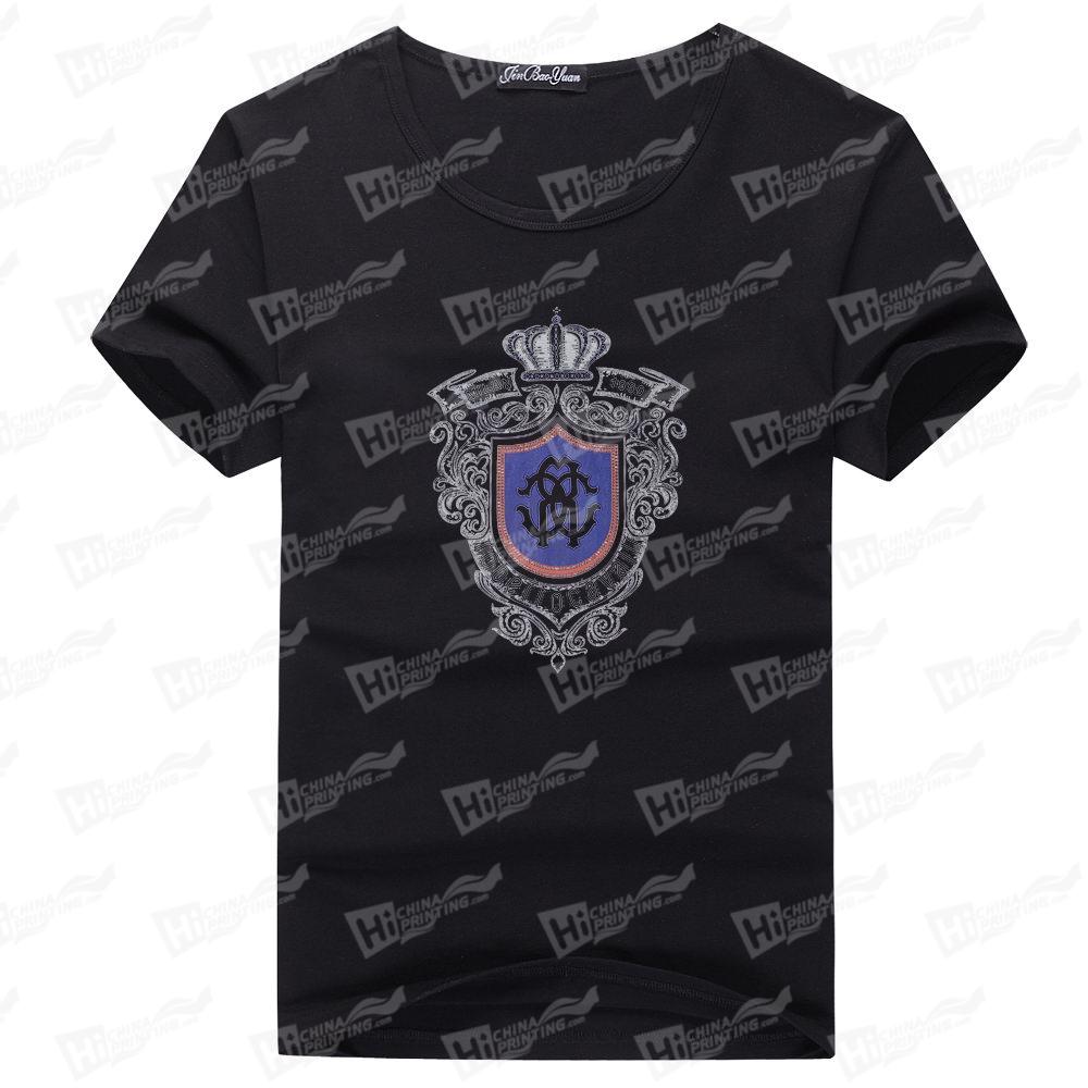 Crown Heat Transfer Printed-200g Men's Lycra T-Shirts For Wholesale